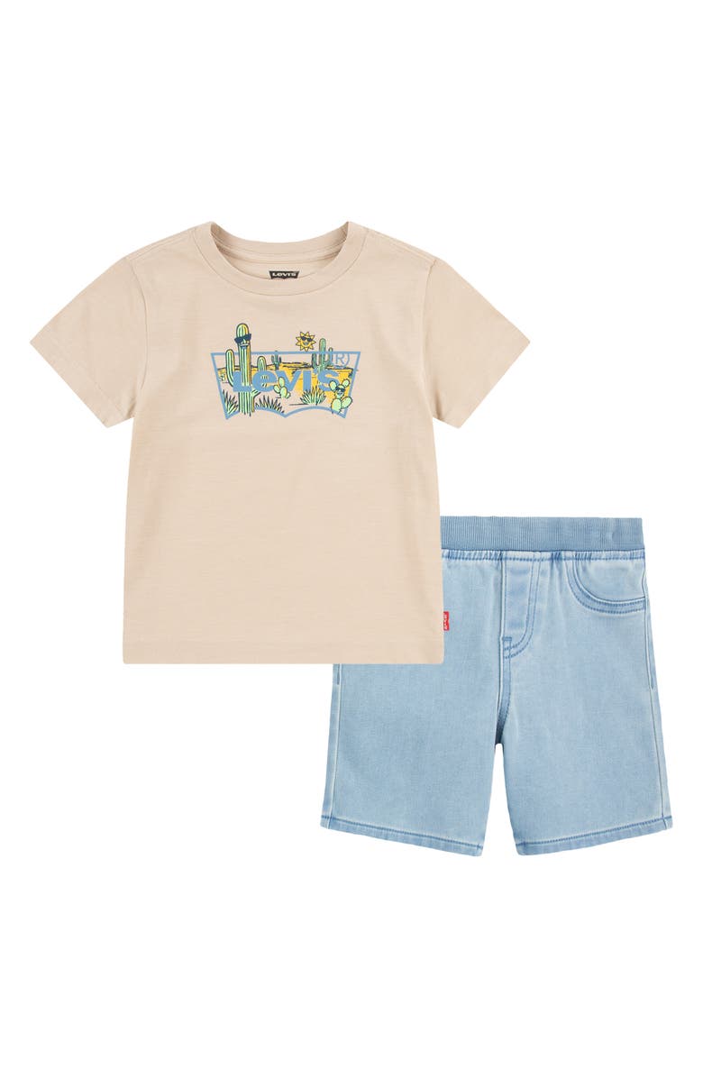 Levi's<sup>®</sup> Kids' Cactus Graphic T-Shirt & Denim Shorts Set, Main, color,