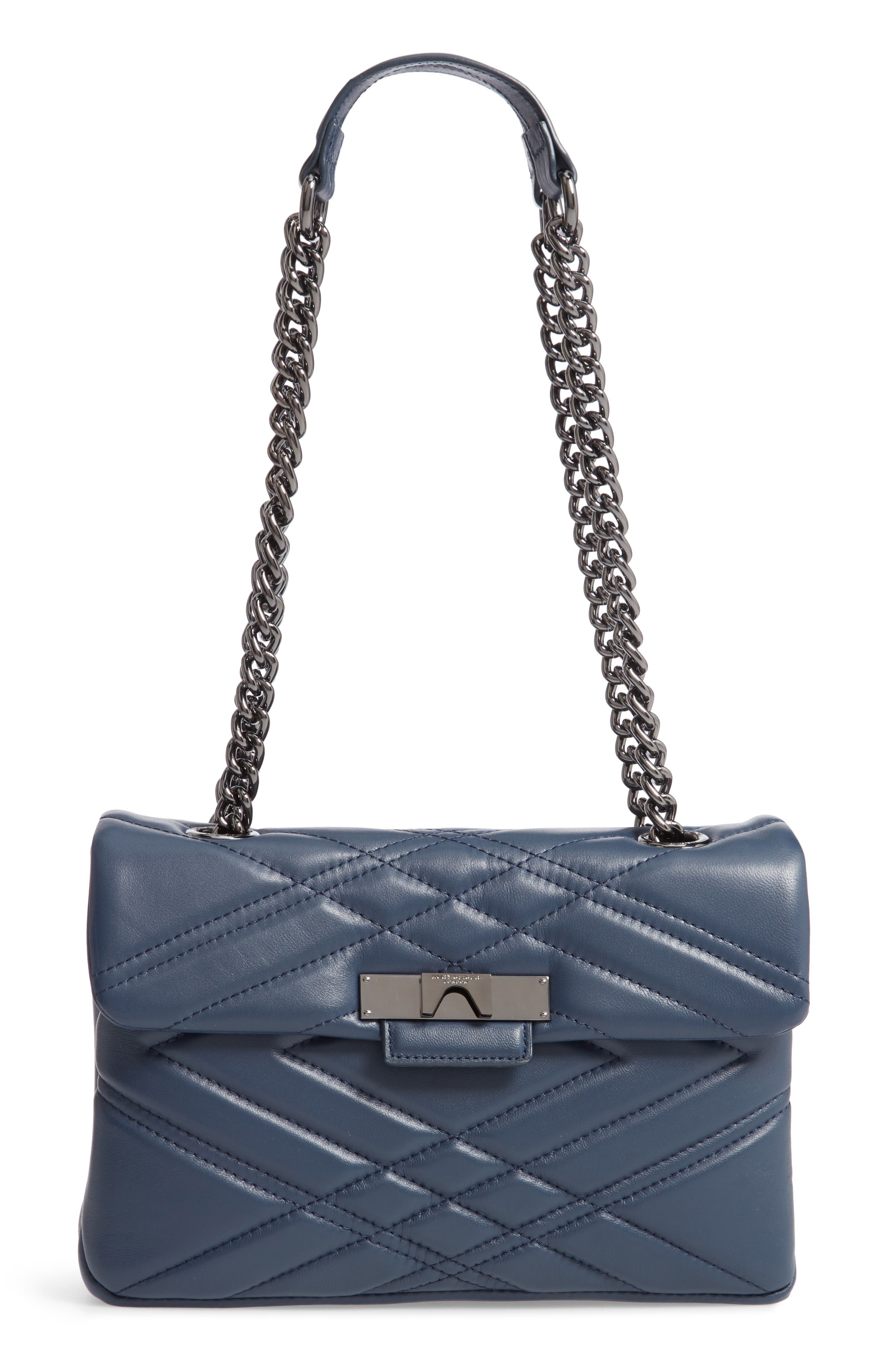 Mayfair Quilted Leather Shoulder Bag, Main, color, BLUE/ DARK