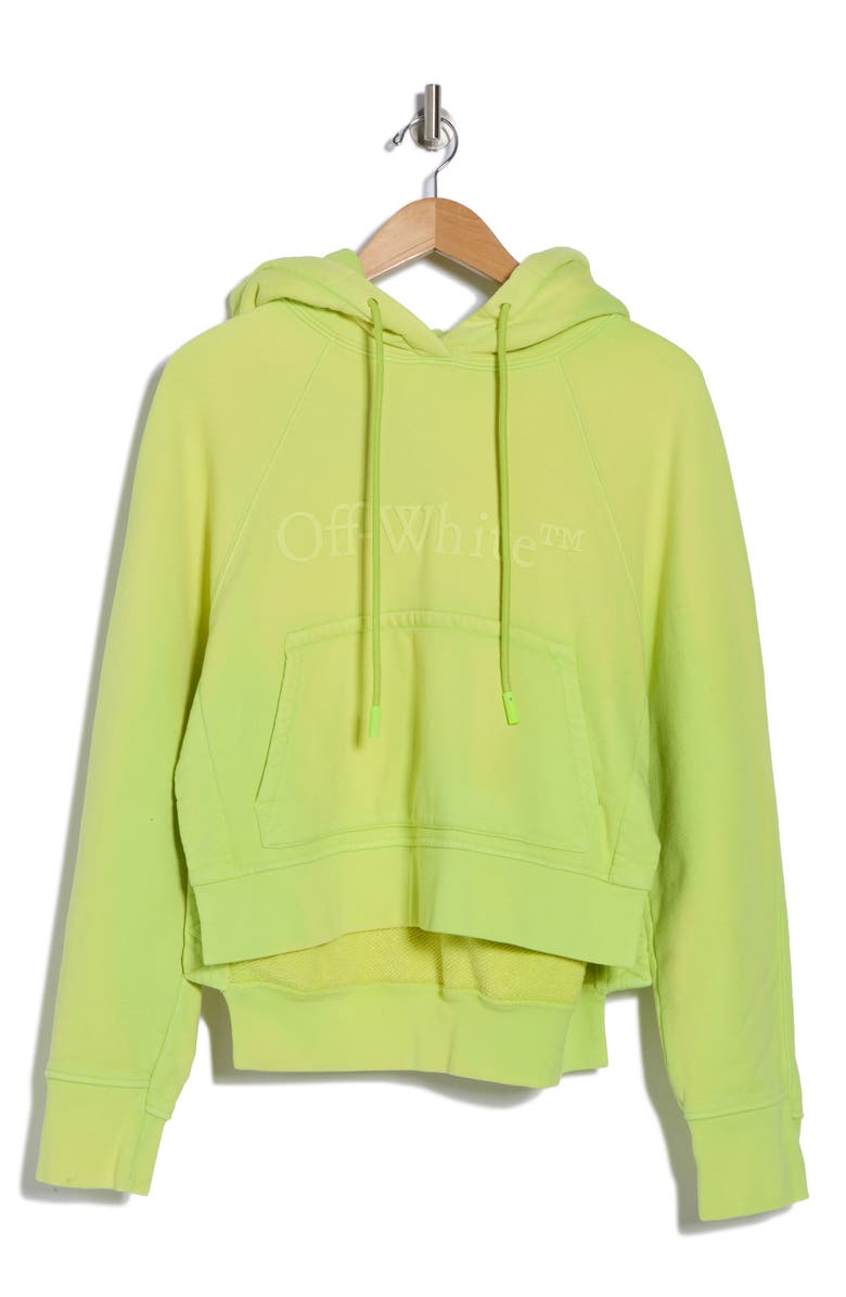 Off-White Laundry Logo Graphic Crop Split Hoodie, Alternate, color, 