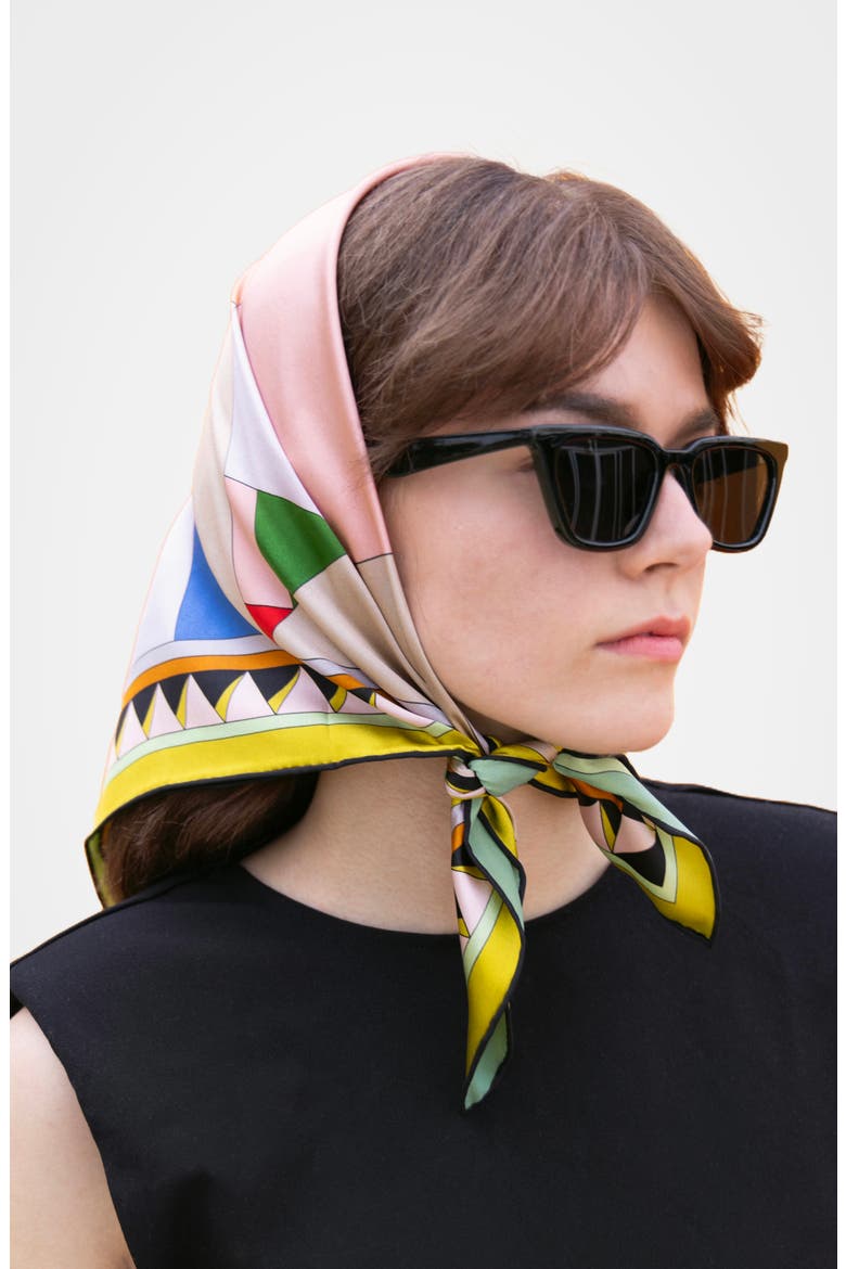 Double Sided Silk Scarf Of Color Recombination, Alternate, color, Pink