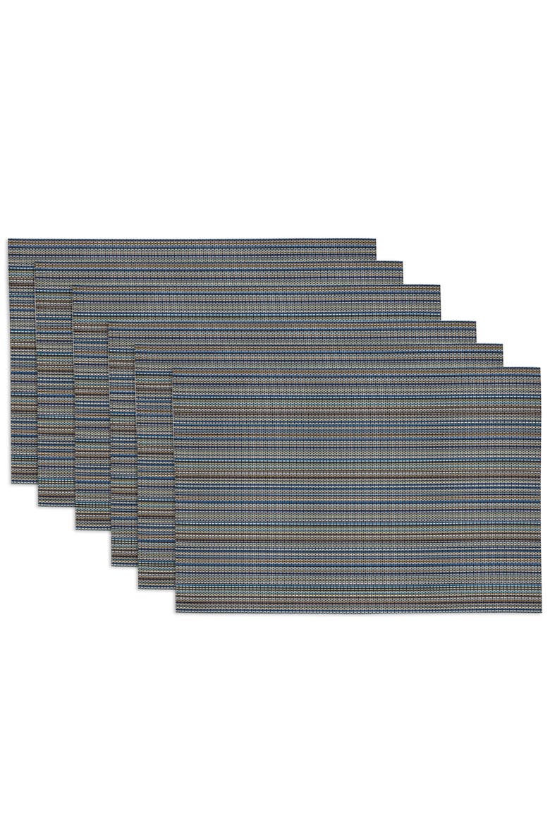 Ocean Blue PVC Micro Stripe Placemat Set/6, Main, color, Ocean Blue