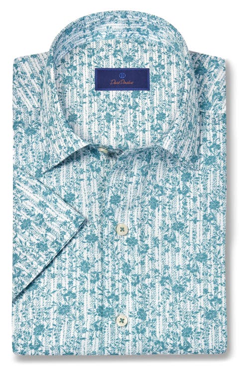 Floral Print Lyocell Short Sleeve Shirt