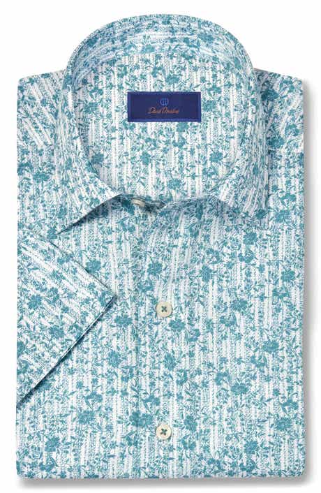 David Donahue Floral Print Lyocell Short Sleeve Shirt