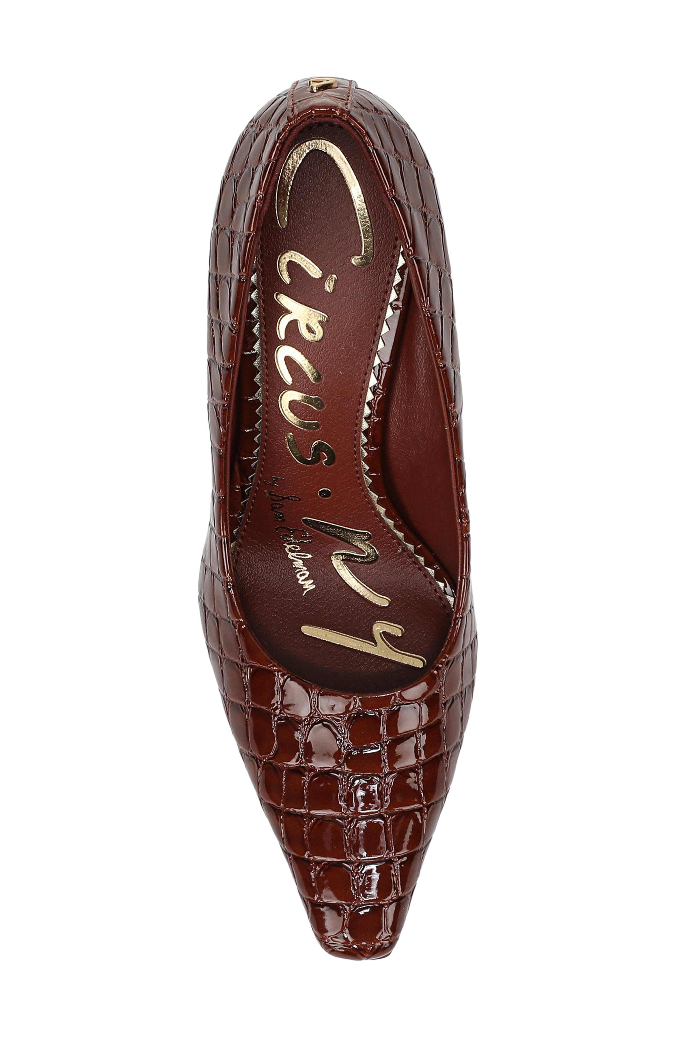 Solenne Croc Embossed Pump, Alternate, color, LIGHT BROWNIE BATTER