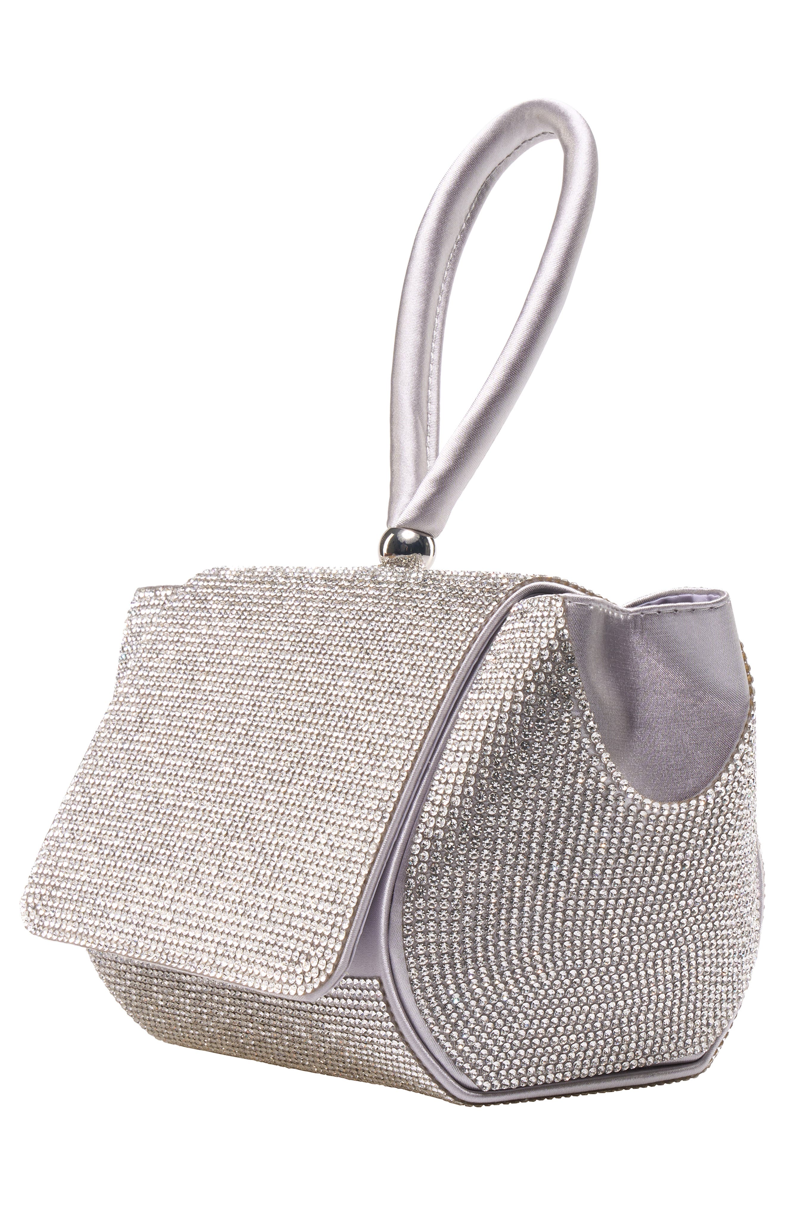 Architectural Rhinestone Evening Bag, Alternate, color, SILVER