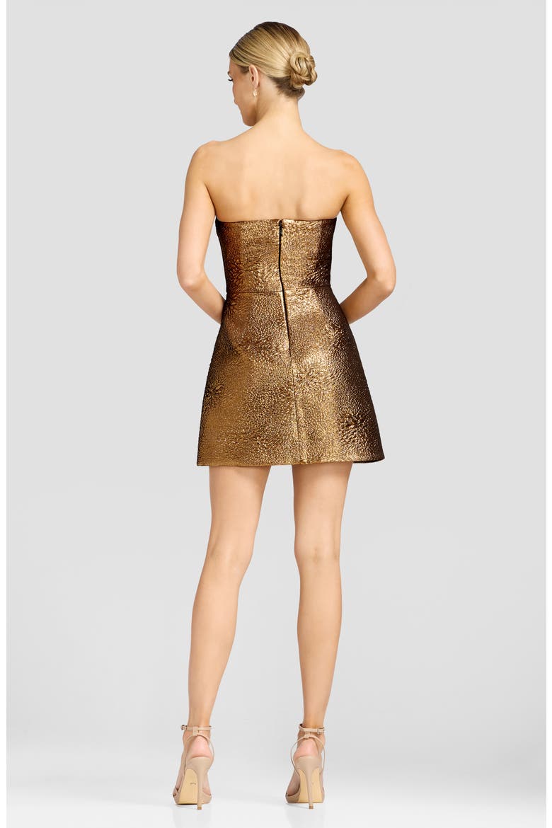 Amity Metallic Jacquard Strapless Minidress, Alternate, color, GOLD