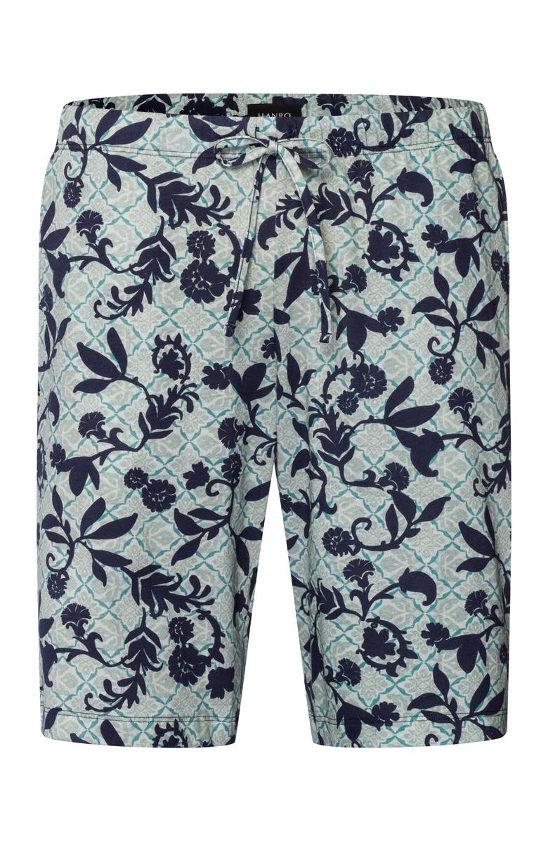Hanro Night And Day Drawstring Cotton Shorts, Main, color, Moonshine Tiles