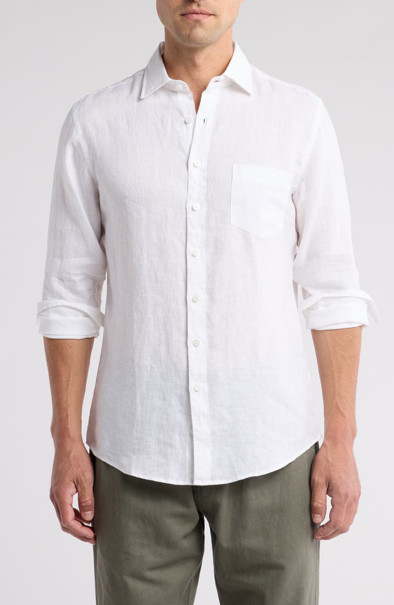 Rodd & Gunn Willowbank Sports Fit Linen Button-Up Shirt, Main, color, White