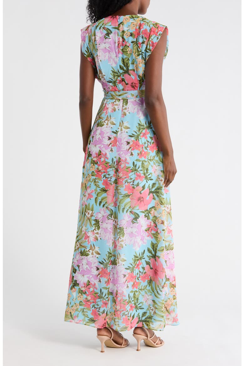 Obi Floral Cap Sleeve High-Low Maxi Dress, Alternate, color, LIGHT BLUE