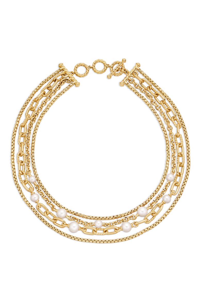 DY Madison® Pearl Multi Row Chain Necklace in 18K Yellow Gold with Pearls, Alternate, color, 18K YELLOW GOLD