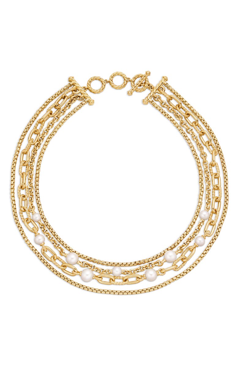 David Yurman DY Madison<sup>®</sup> Pearl Multi Row Chain Necklace in 18K Yellow Gold with Pearls, Alternate, color, 18K Yellow Gold