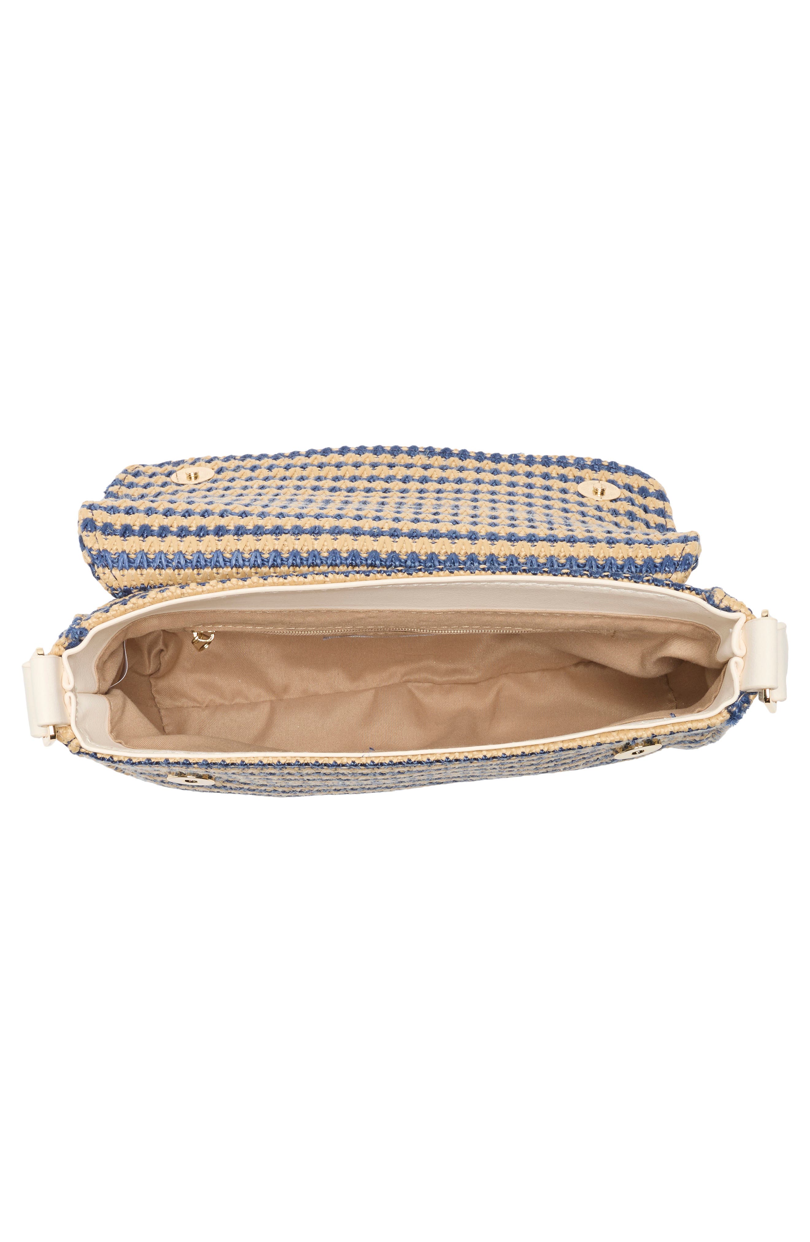 Madden Girl Straw Shoulder Bag, Alternate, color, Navy Stripe