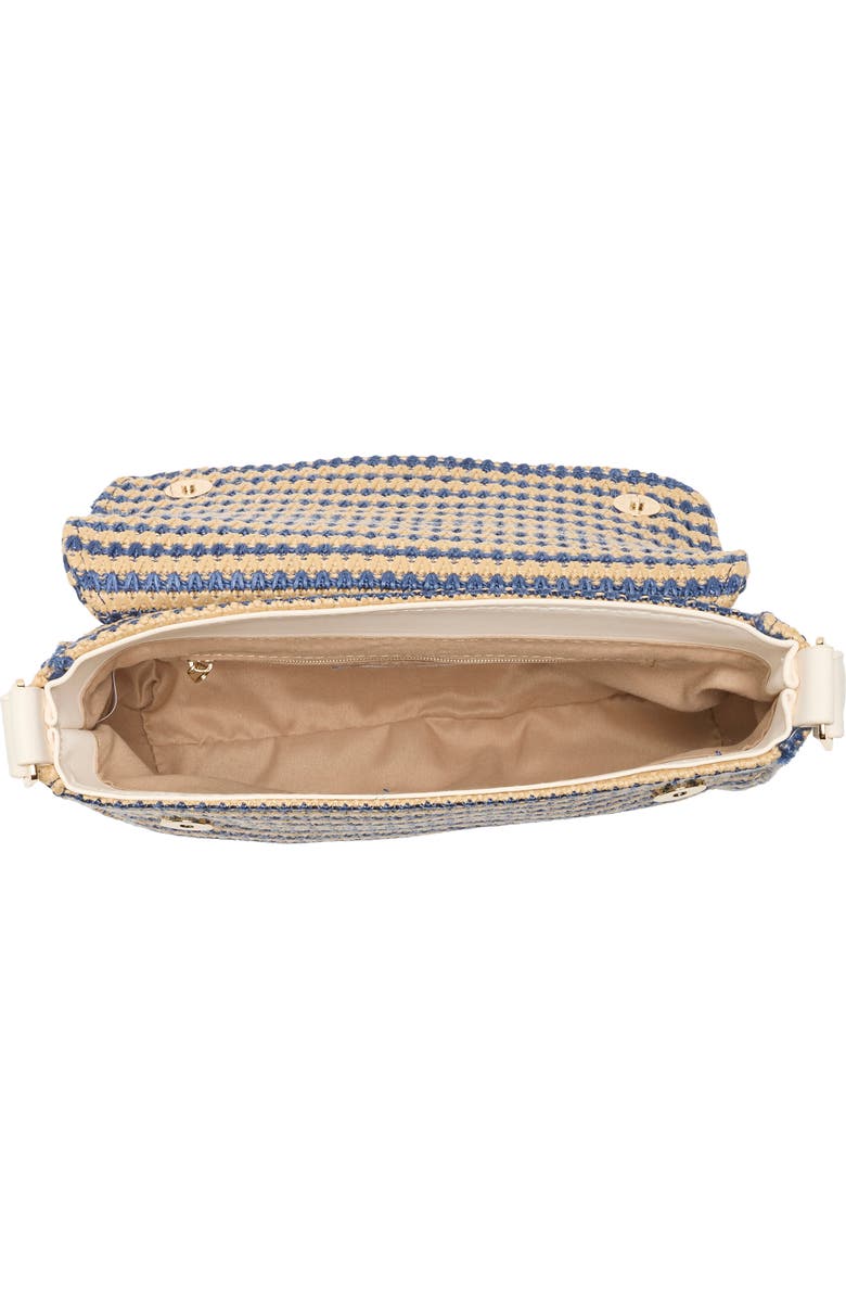 Madden Girl Straw Shoulder Bag, Alternate, color, Navy Stripe