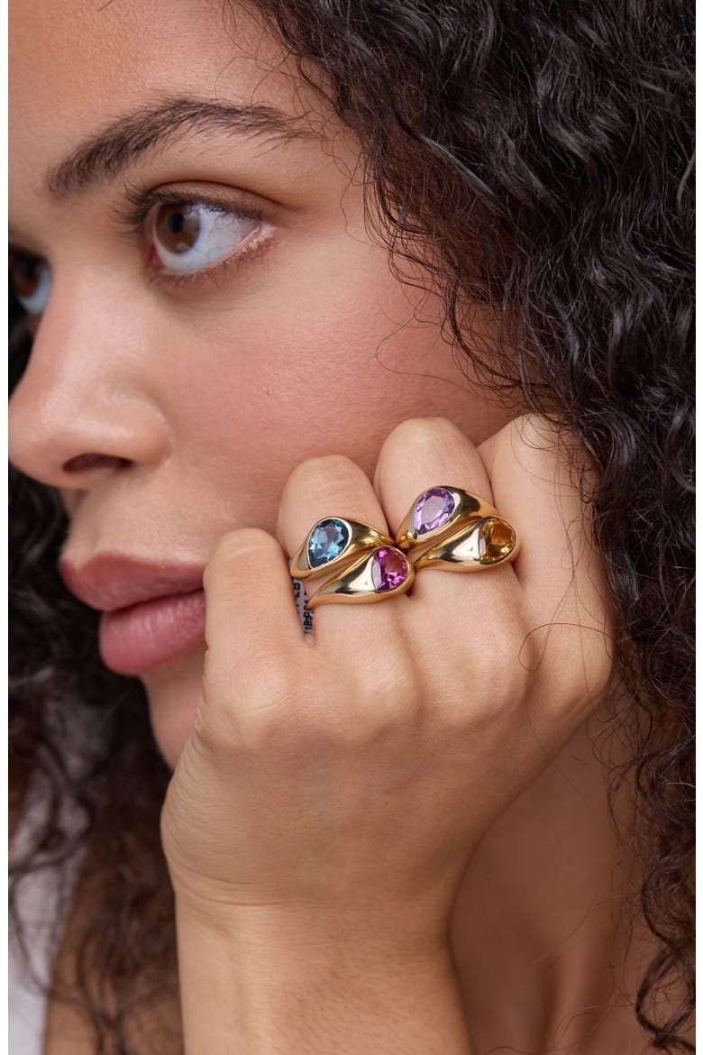 14K Gold Chunky Topaz Ring, Alternate, color, 14K YELLOW GOLD SWISS BLUE