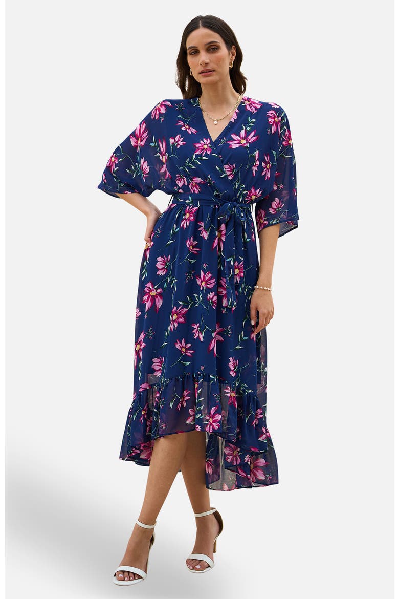 Floral Midi Dress, Main, color, Navy