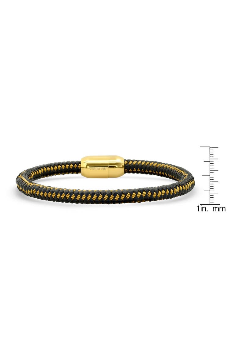 Men's Braided Leather Bracelet, Alternate, color, BLACK/ GOLD