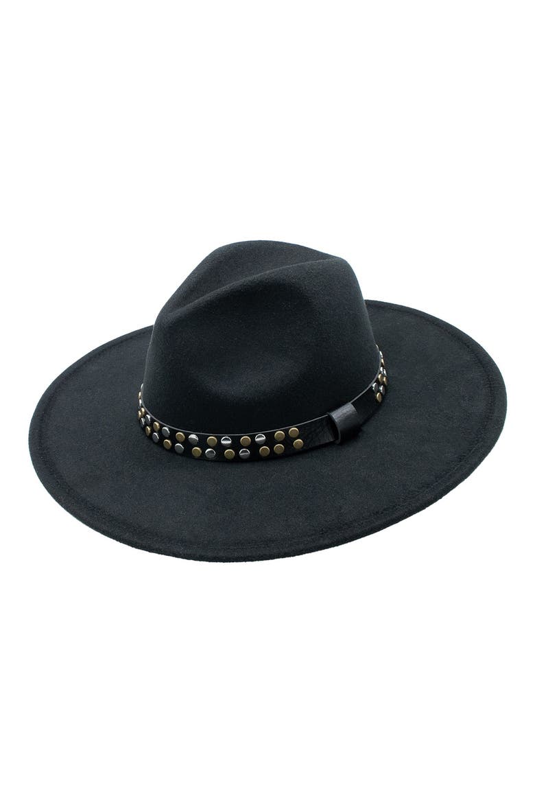 Raine Studded Felt Panama Hat, Main, color, BLACK