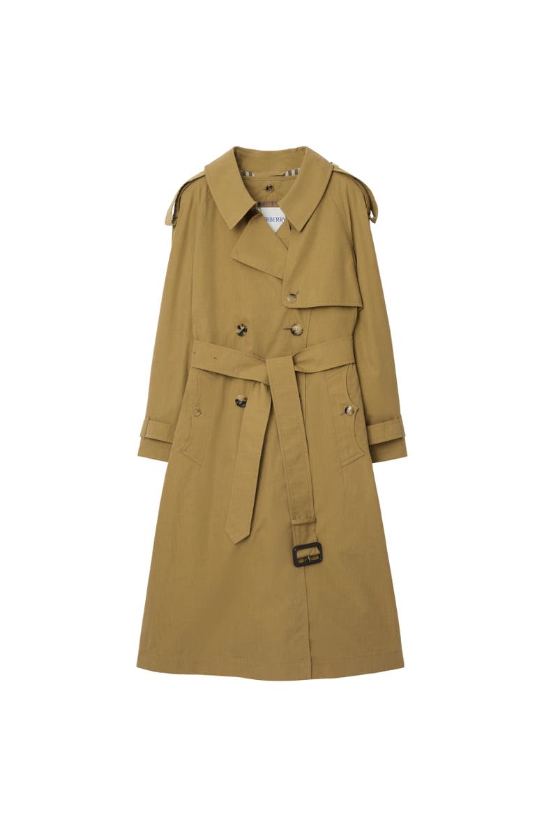 Burberry Long Canvas Fitzrovia Trench Coat with Warmer, Alternate, color, Lignum Brown