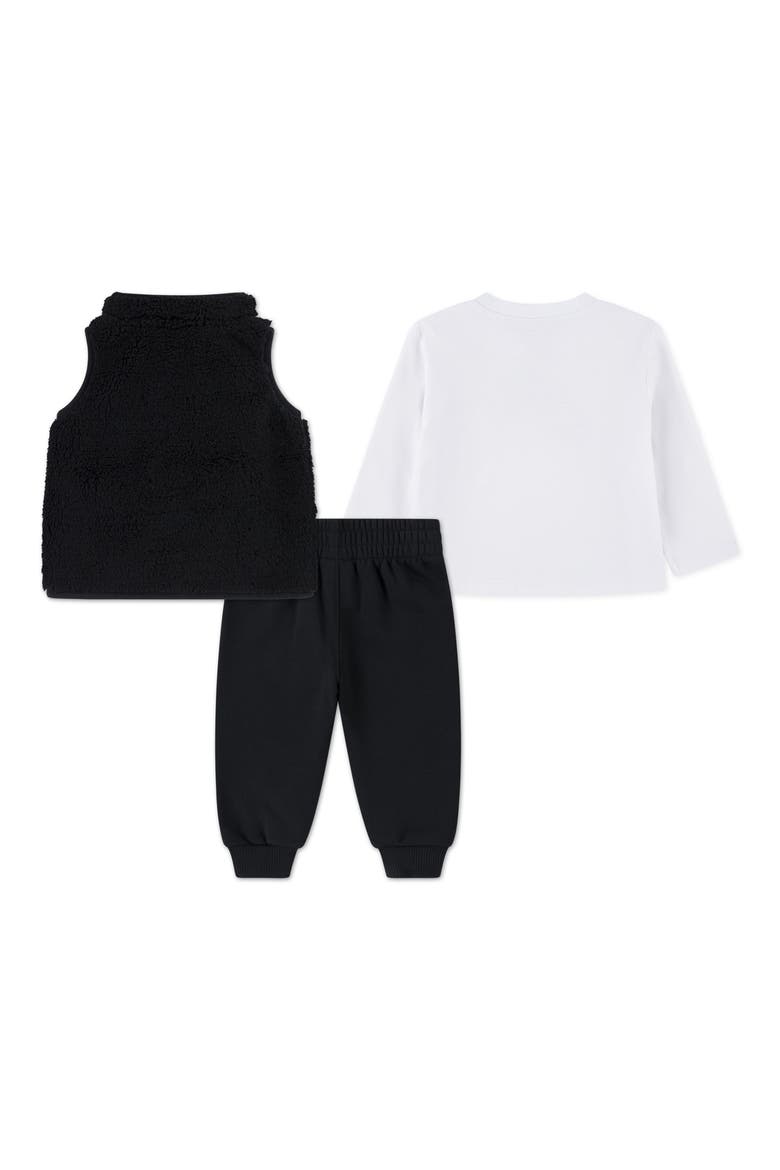 Sportswear Club Long Sleeve T-Shirt, Fleece Vest & Joggers Set, Alternate, color, F66BLACK/W