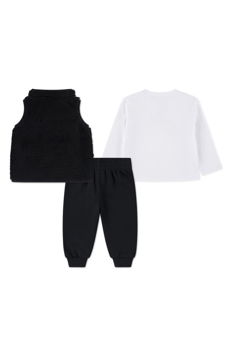 Nike Sportswear Club Long Sleeve T-Shirt, Fleece Vest & Joggers Set, Alternate, color, Black/ White