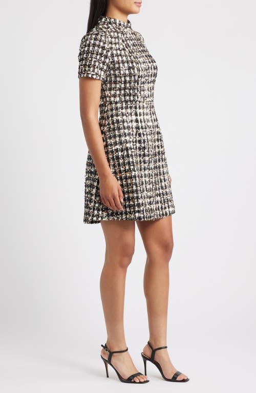Vince Camuto Sequin Tweed Dress In Gray