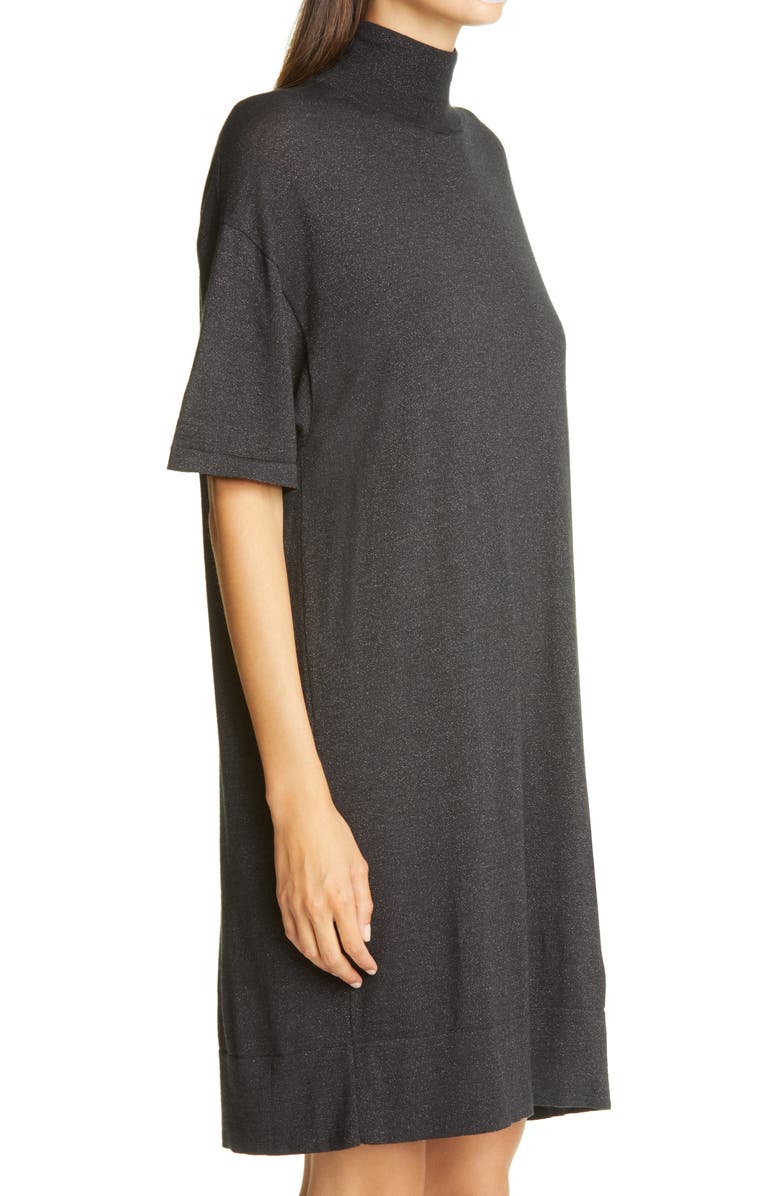 Brunello Cucinelli Metallic Cashmere Blend Shift Sweater Dress, Alternate, color, 