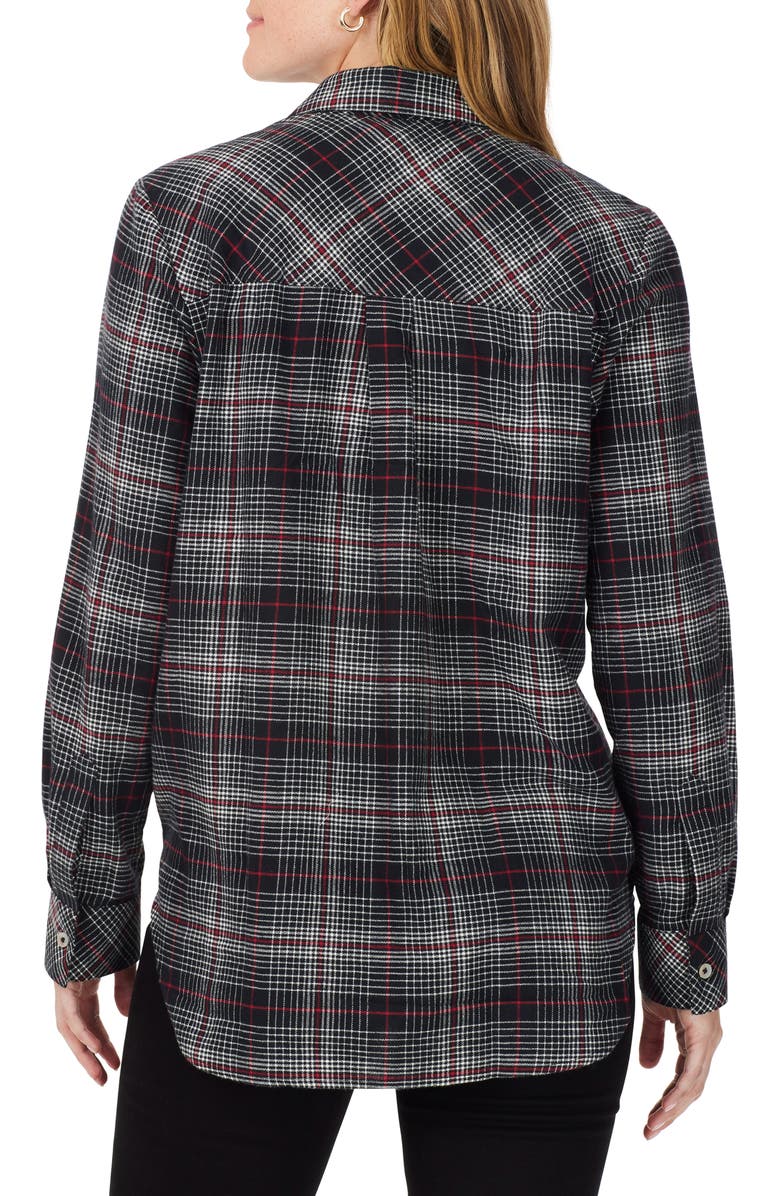 Foxcroft Boyfriend Plaid Cotton Button-Up Shirt, Alternate, color, Black Multi
