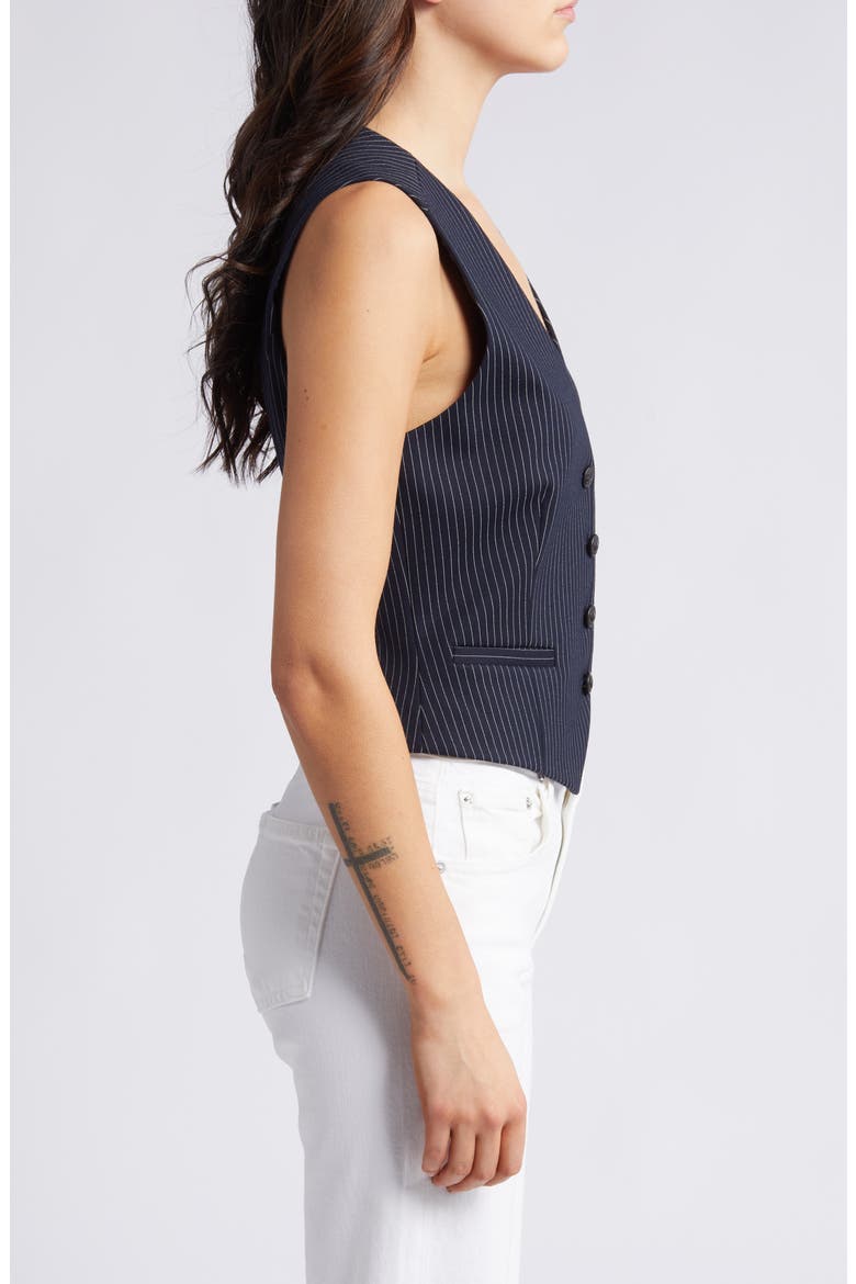 Priya Stripe Ponte Knit Vest, Alternate, color, NAVY STRIPE