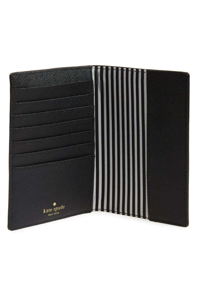 'cameron street' leather passport holder, Alternate, color, BLACK