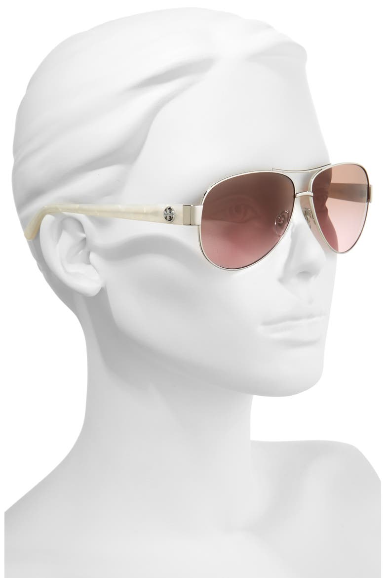 60mm Aviator Sunglasses, Alternate, color, SILVER