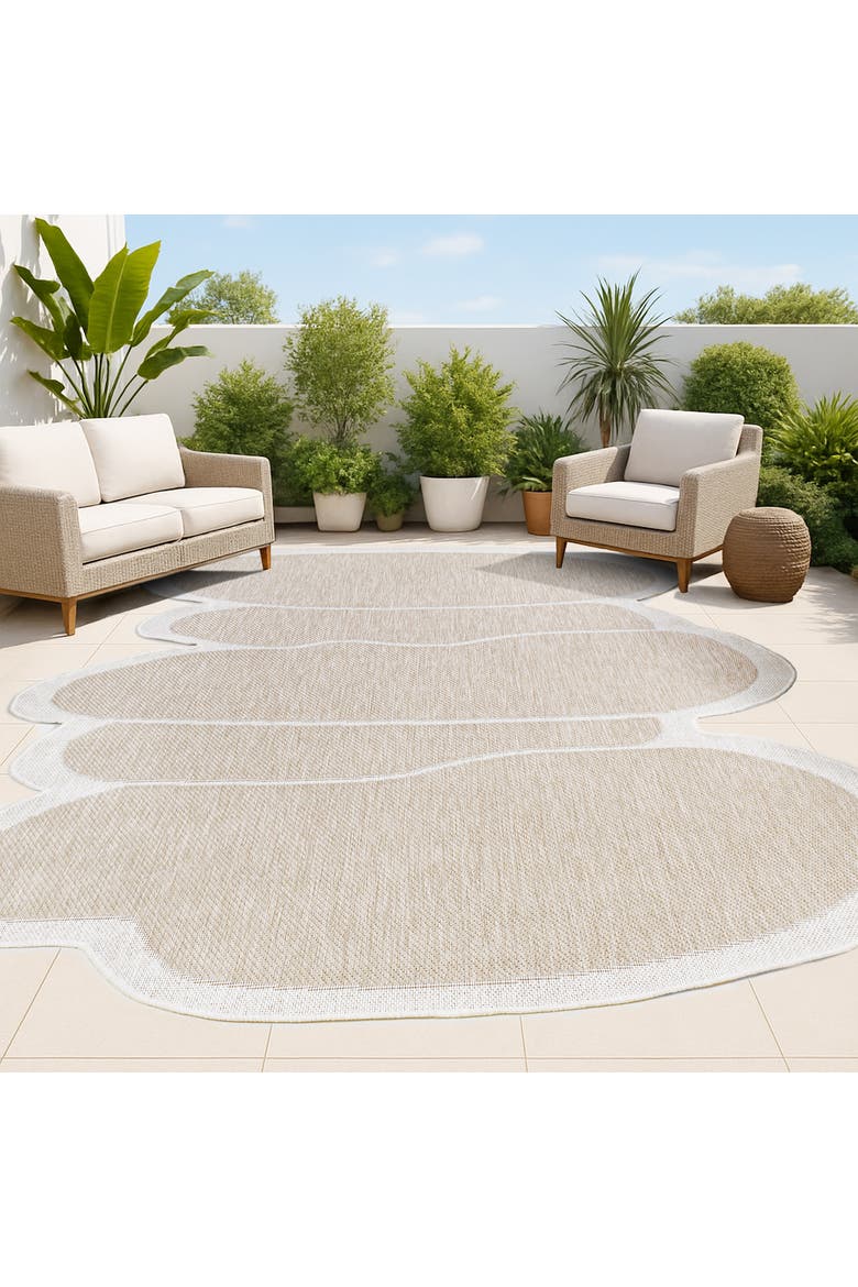 Jasper Modern Rustic Abstract Indoor/Outdoor Shaped Area Rug, Alternate, color, Beige/Cream