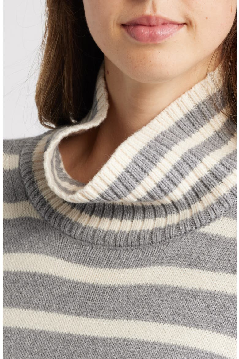 Cotton Blend Turtleneck Sweater, Alternate, color, MHG STRIPE