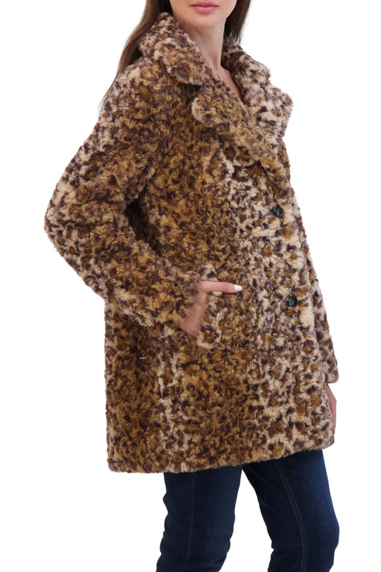 Leopard Print Crushed Faux Fur Jacket, Alternate, color, LEOPARD
