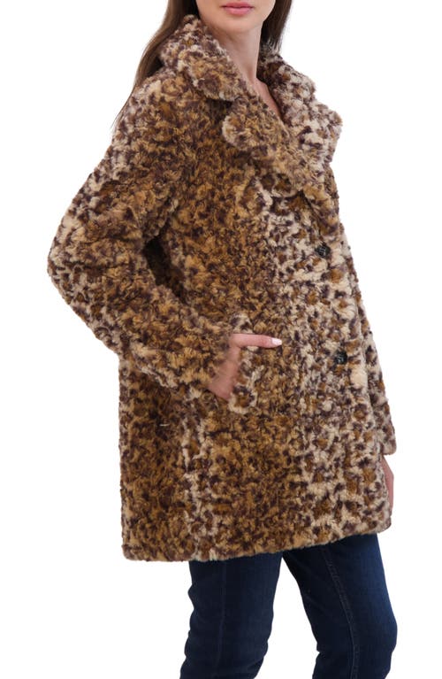 Sebby Leopard Print Crushed Faux Fur Jacket In Multi