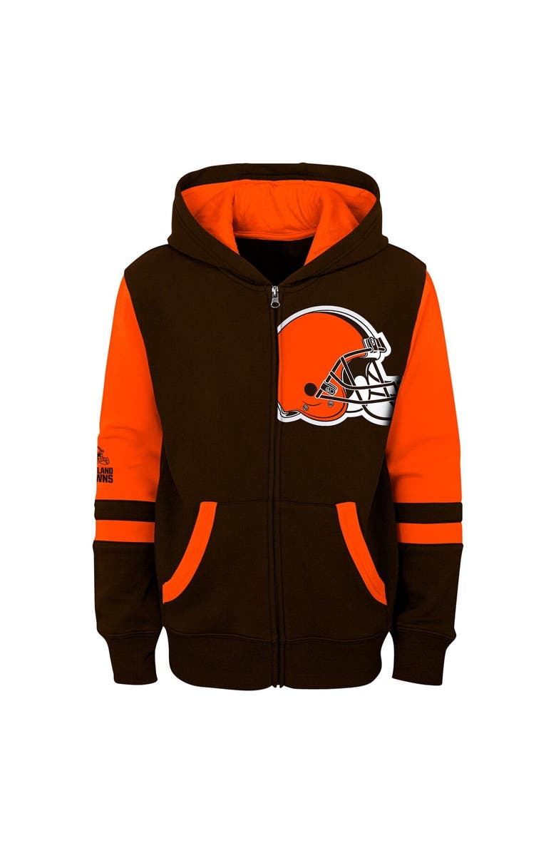 Outerstuff Youth Brown Cleveland Browns Stadium Color-Block Full-Zip Hoodie, Alternate, color, Brown