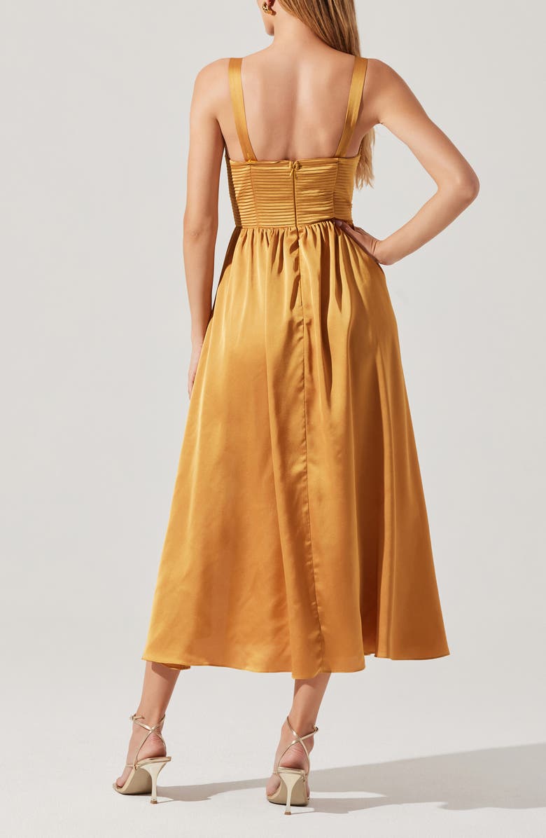 ASTR the Label Pleated Bustier Midi Dress, Alternate, color, Gold