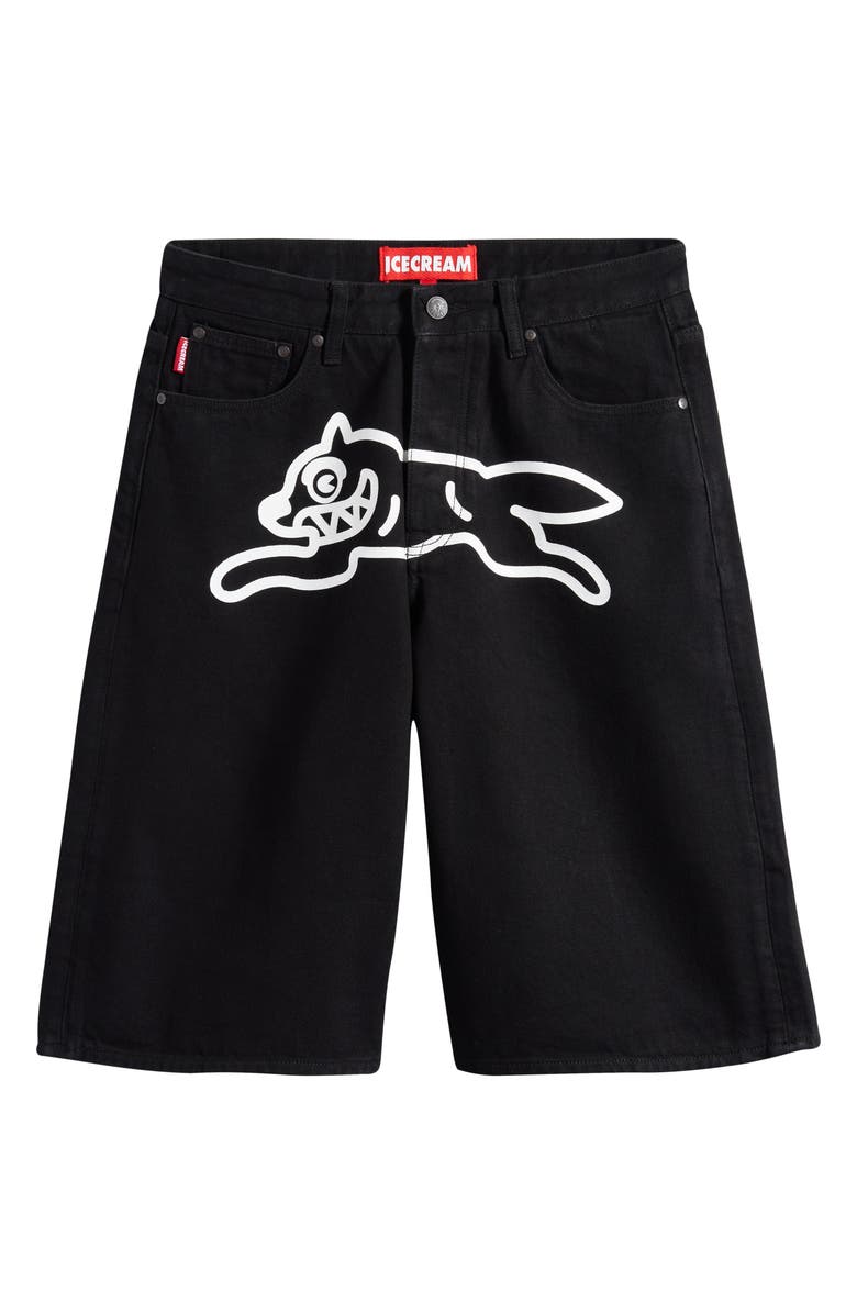 ICECREAM Harrison Running Dog Denim Short, Alternate, color, Black Cara