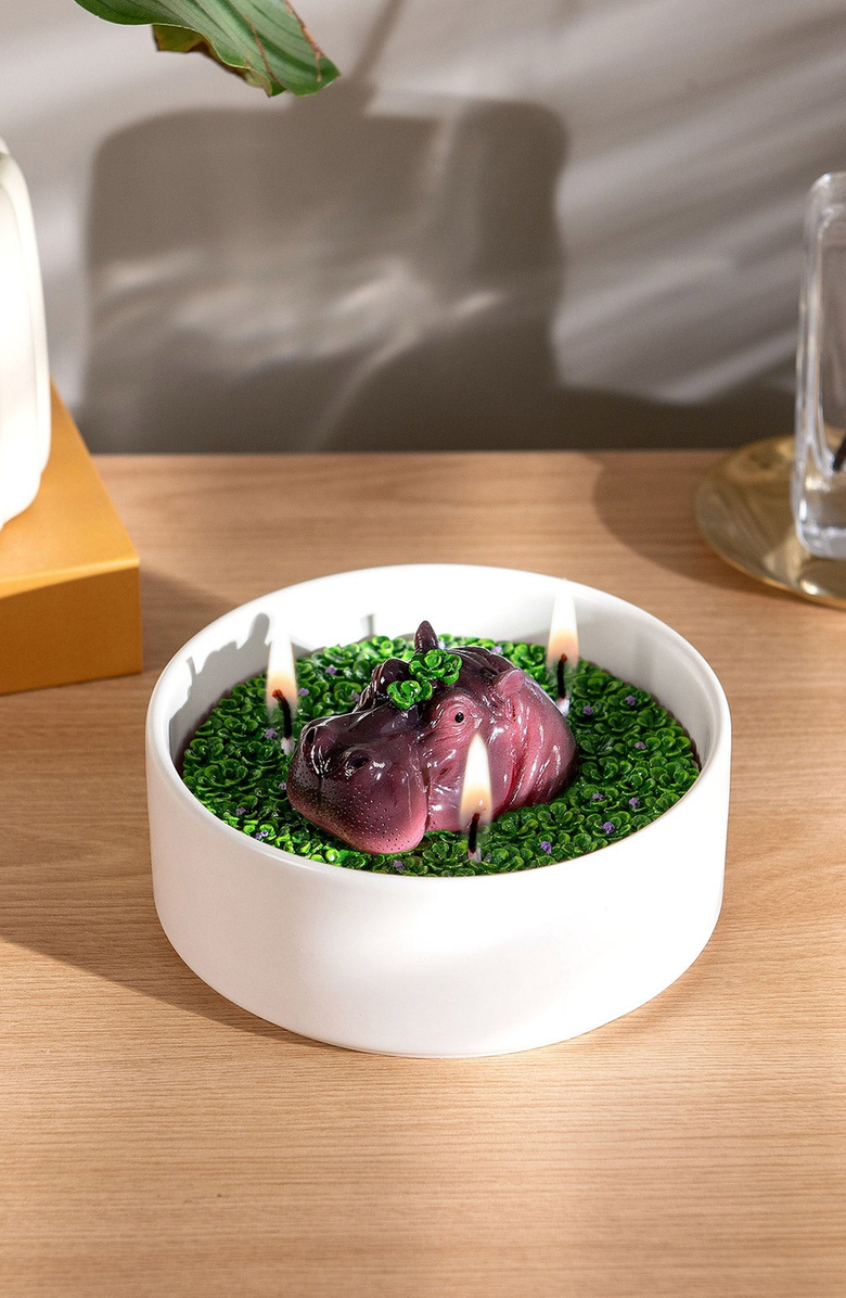 Southlake gifts Hippo Candle Bowl, Alternate, color, Brown / Purple / Green