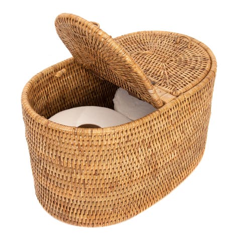 Artifacts Rattan Oval Double Tissue Roll Box