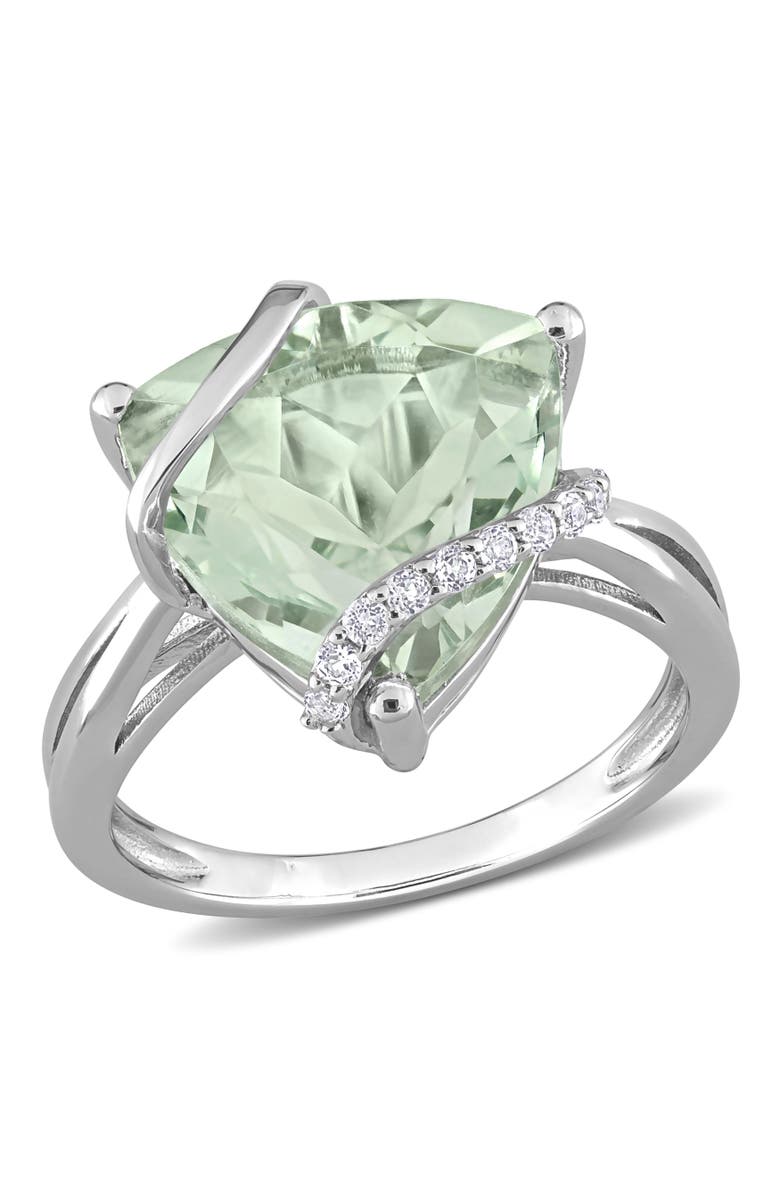 Julianna B. Gemstones & White Topaz Trilliant Ring, Main, color, Green Quartz