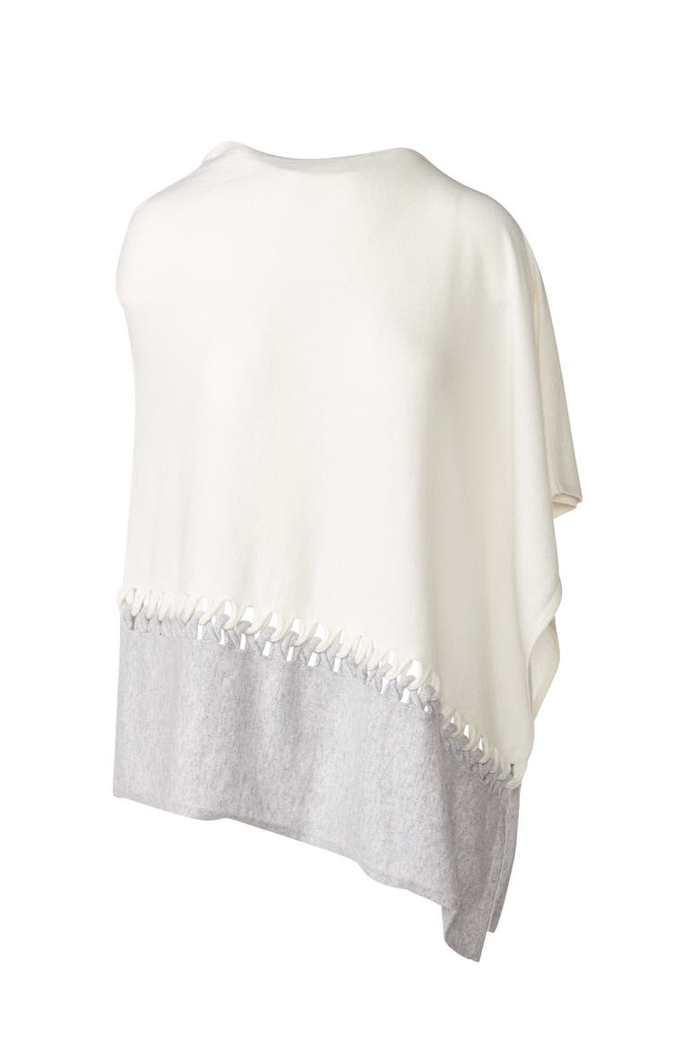 Twist Stitch Poncho, Main, color, Pearl/Silver