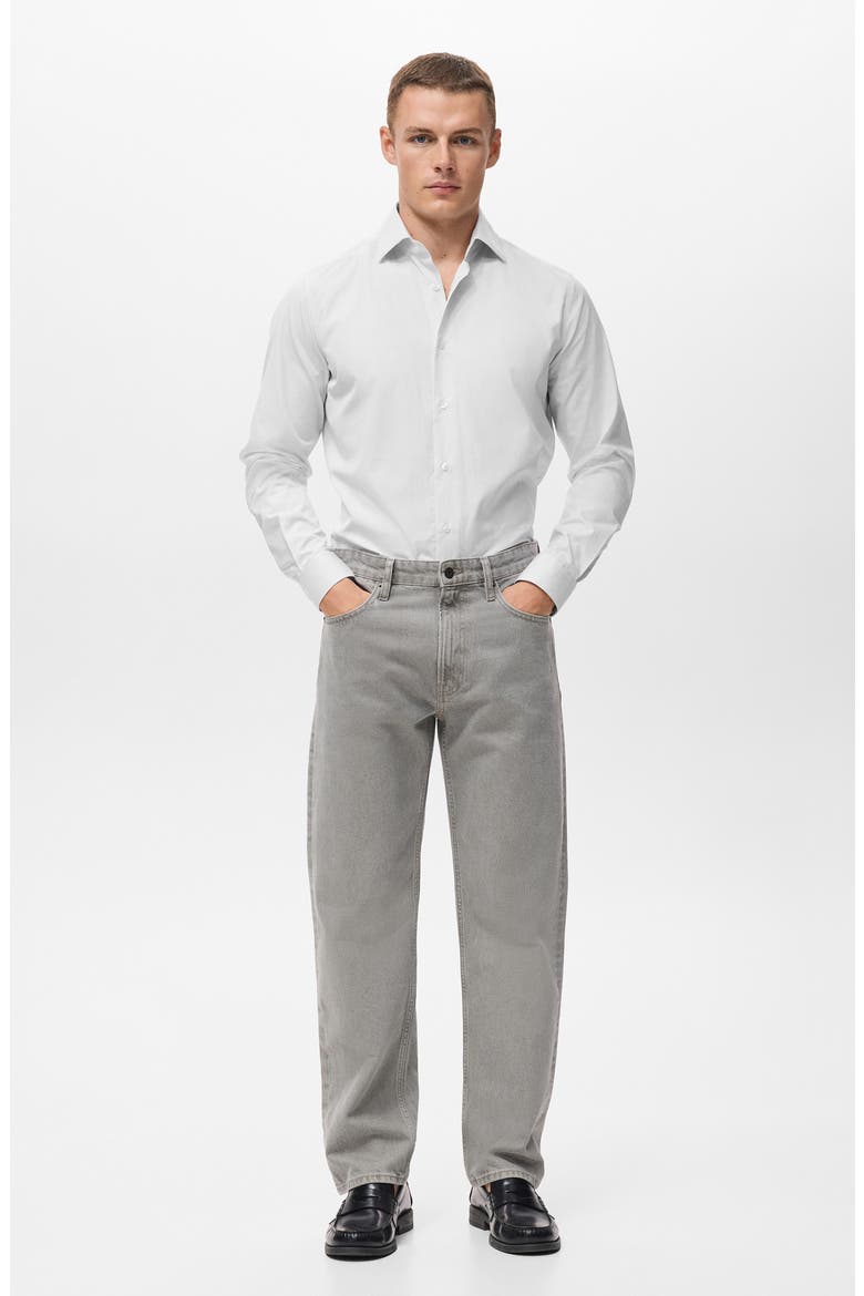Slim Fit Pinstripe Cotton Button-Up Shirt, Alternate, color, WHITE GREY