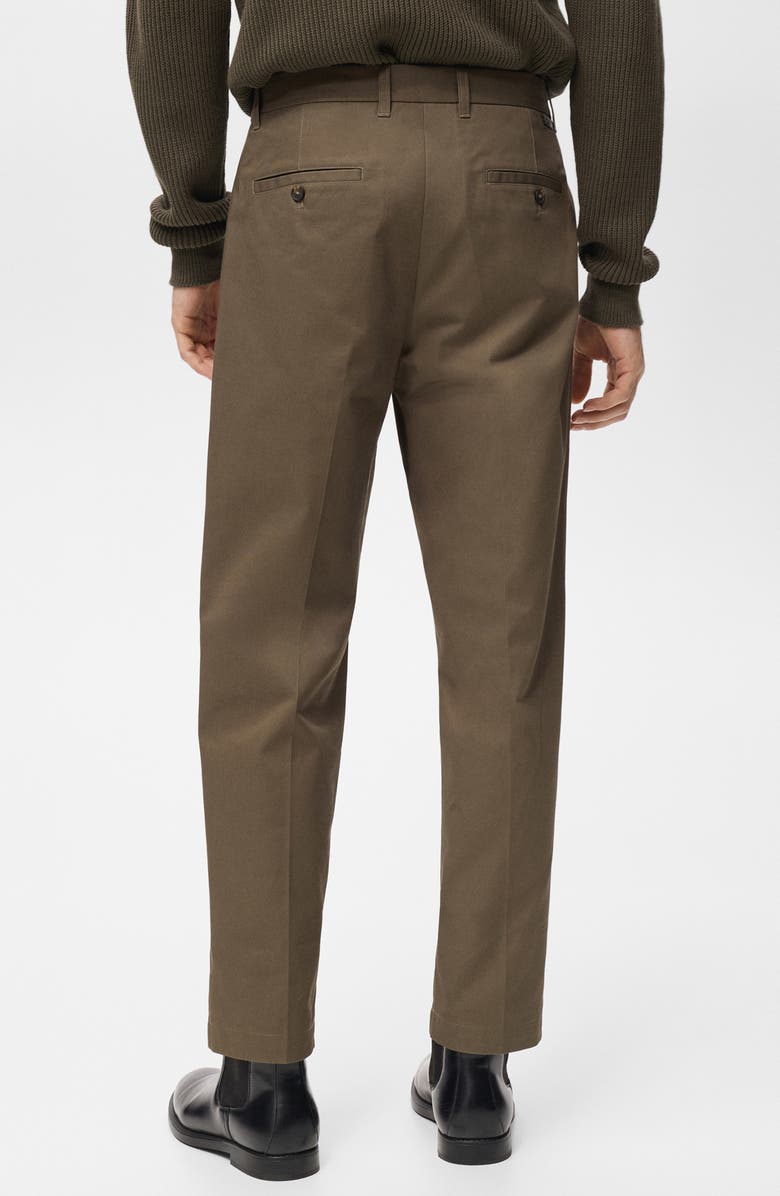 MANGO Regular Fit Pleated Cotton Pants, Alternate, color, Brown