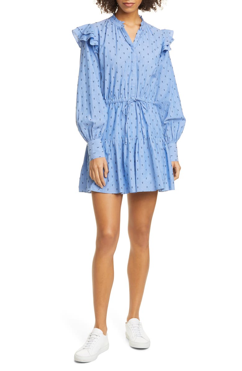 Joie Monesa Ruffle Long Sleeve Cotton Dress, Main, color, 