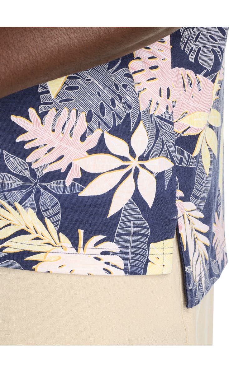 Harbor Bay by DXL Big & Tall Tropical Leaves Printed Polo Shirt, Alternate, color, Pink