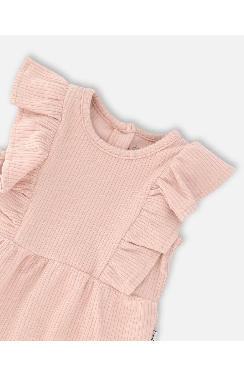 Deux par Deux Baby Girl's Organic Cotton Ribbed Romper Mellow Rose, Alternate, color, 