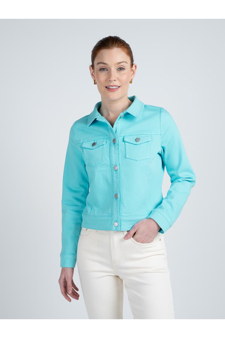 Darla Coloured Twill Jacket, Alternate, color, Light Aqua