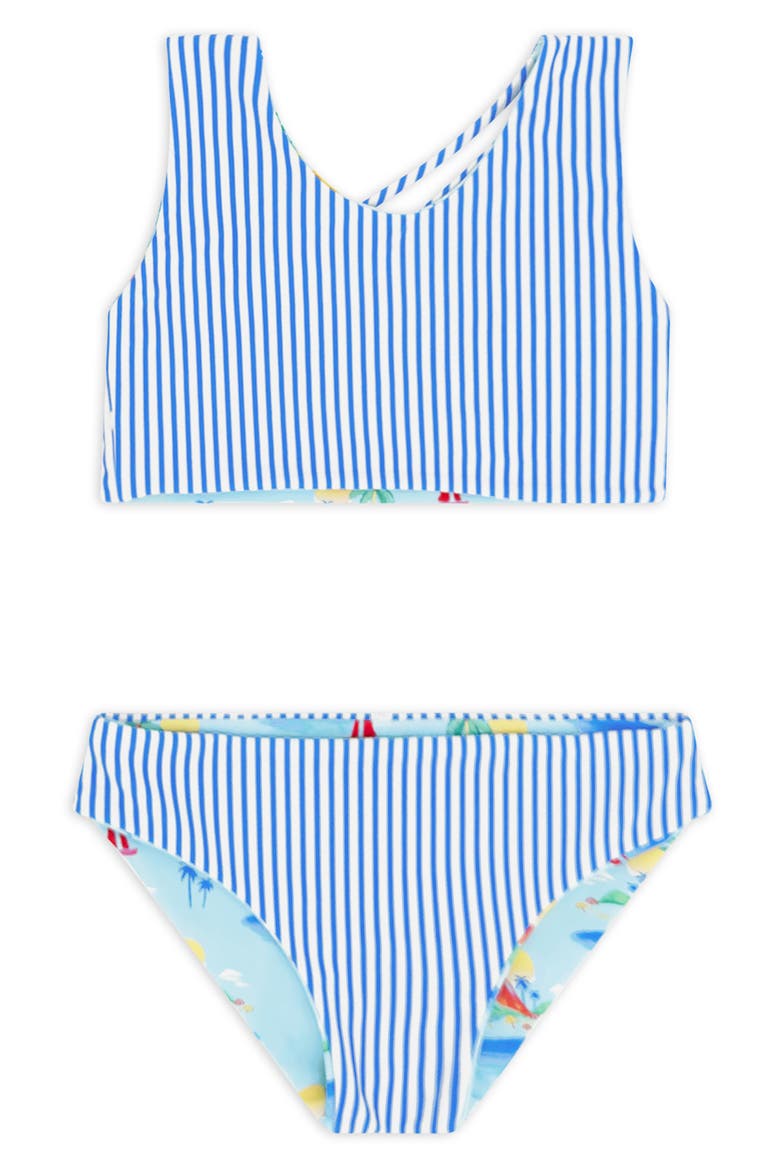 Kids' Summer Sun Reversible Two-Piece Swimsuit, Alternate, color, CLEARWATER