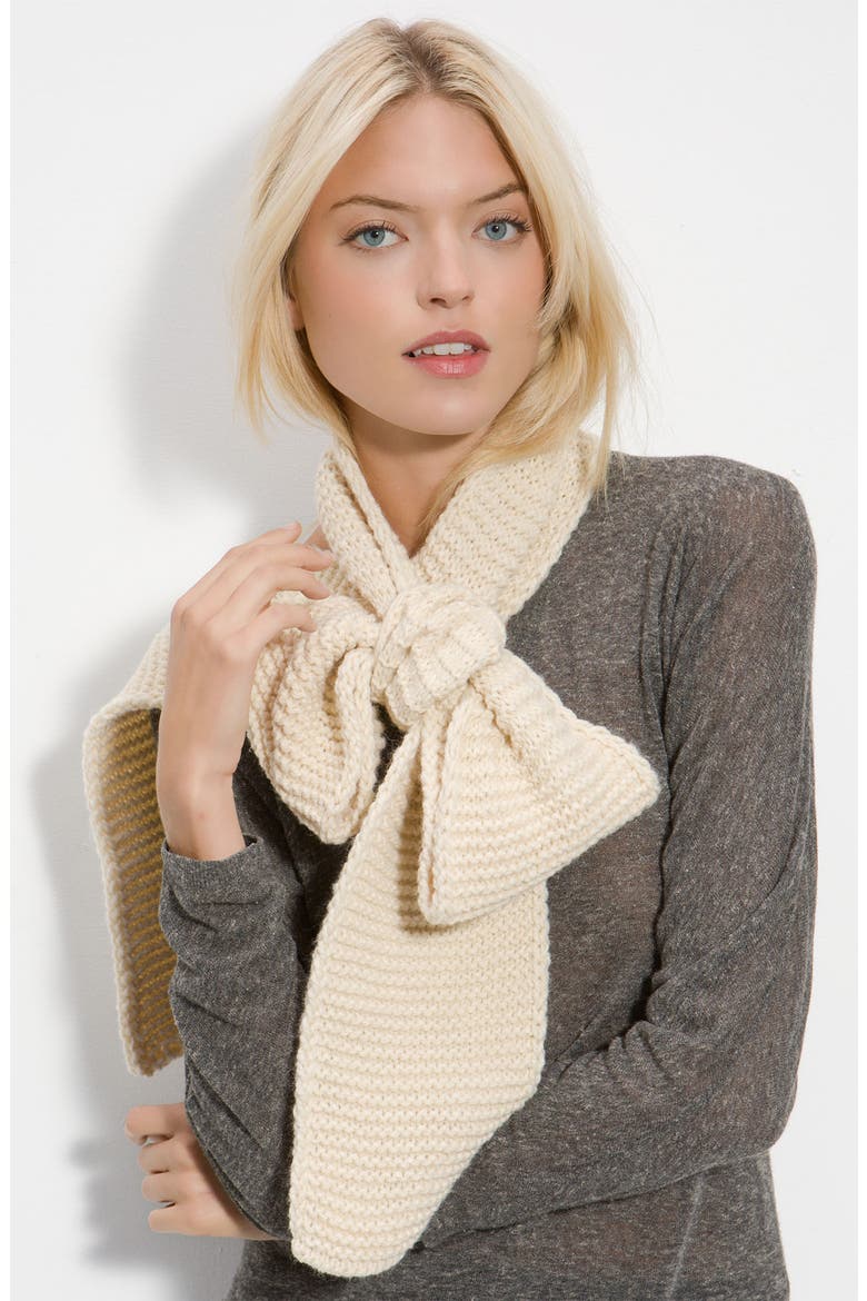 'Knitted Bow' Scarf, Main, color, IVORY