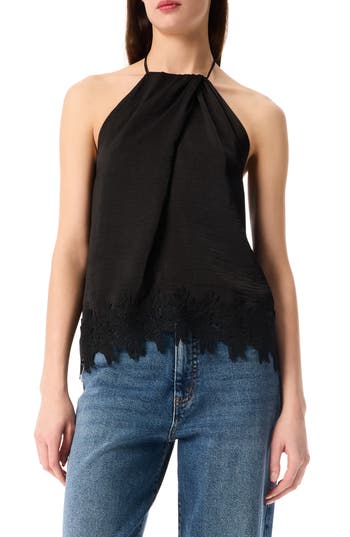 Robert Rodriguez Biarritz Lace Trim Halter Top